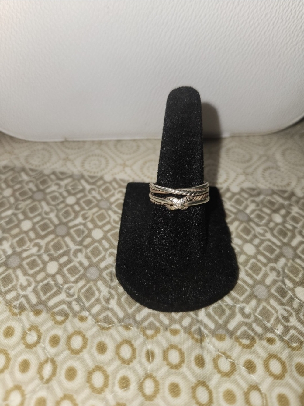 D&Y Silver Tone Multi-Band Heart Ring with Braided Detail